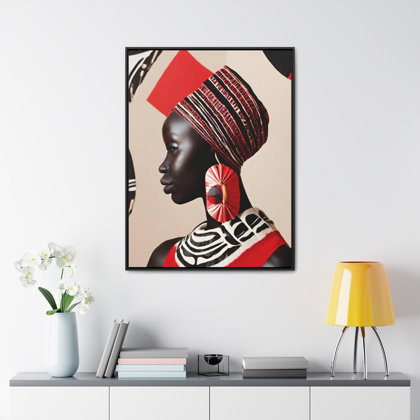 Bashira African Art Framed Canvas Wrap