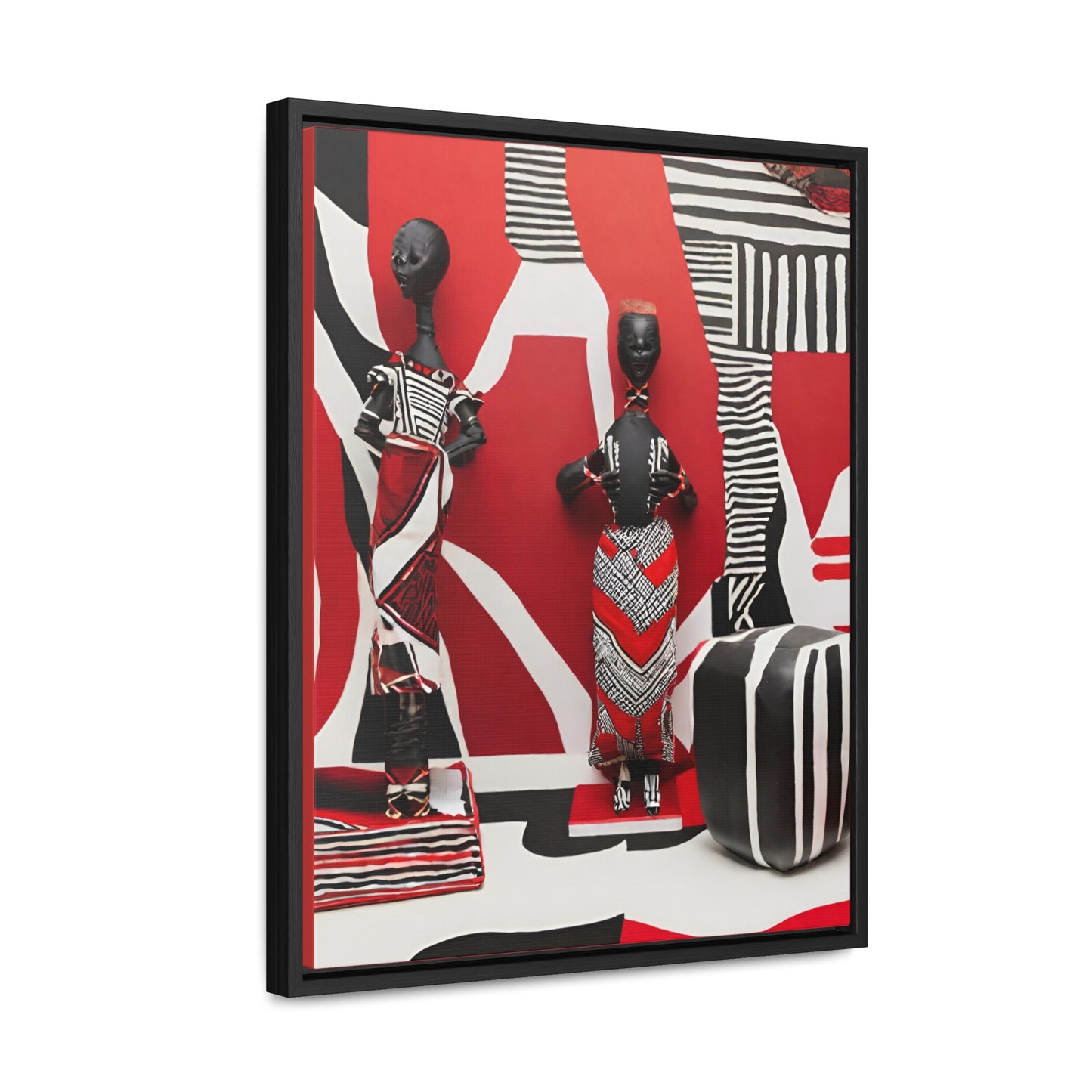 Adita and Ayah African Art Framed Canvas Wrap