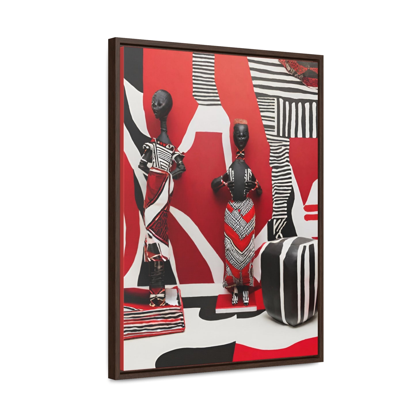 Adita and Ayah African Art Framed Canvas Wrap