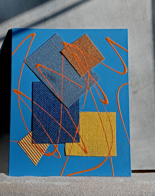Blue Too Collage Canvas Panel 8"x10"