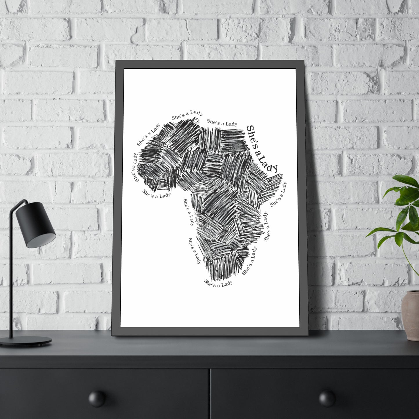 She's a Lady Africa Map Framed Poster