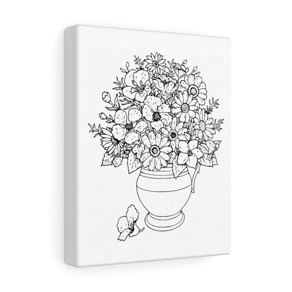 Bouquet Coloring Book Canvas 8"x10" DIY Paint and Sip