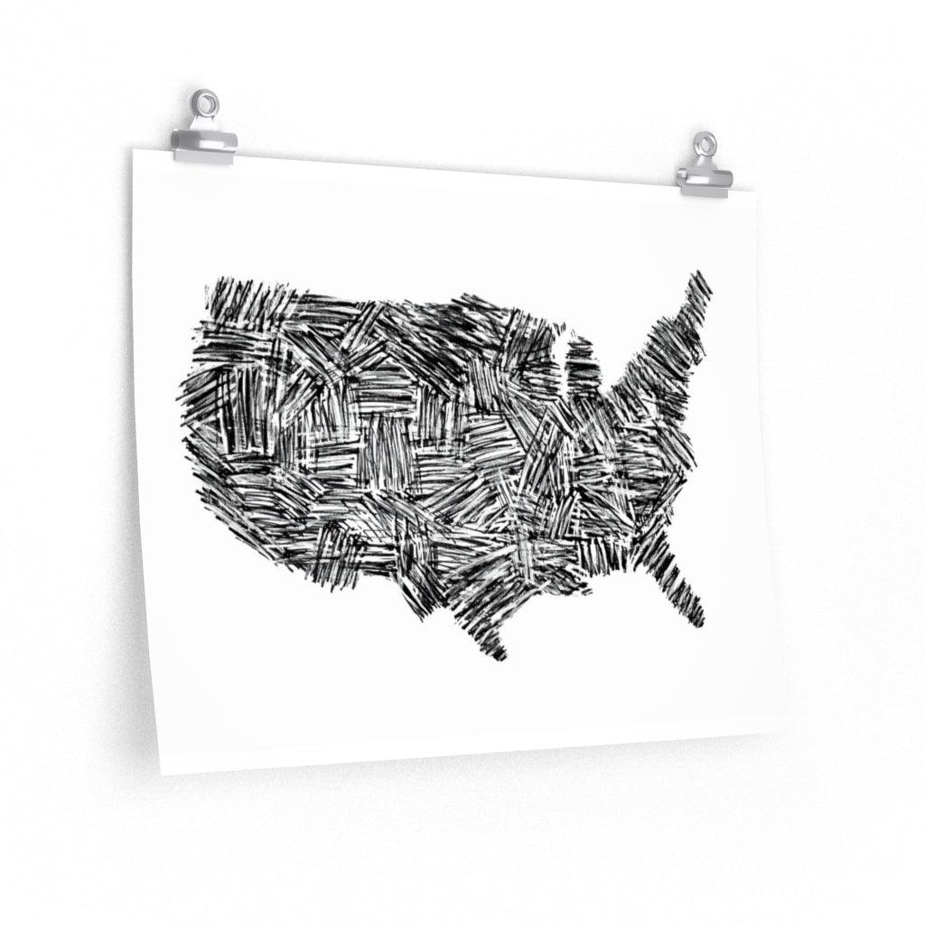 USA Map Abstract Premium Matte Art Poster - Anirbas Art