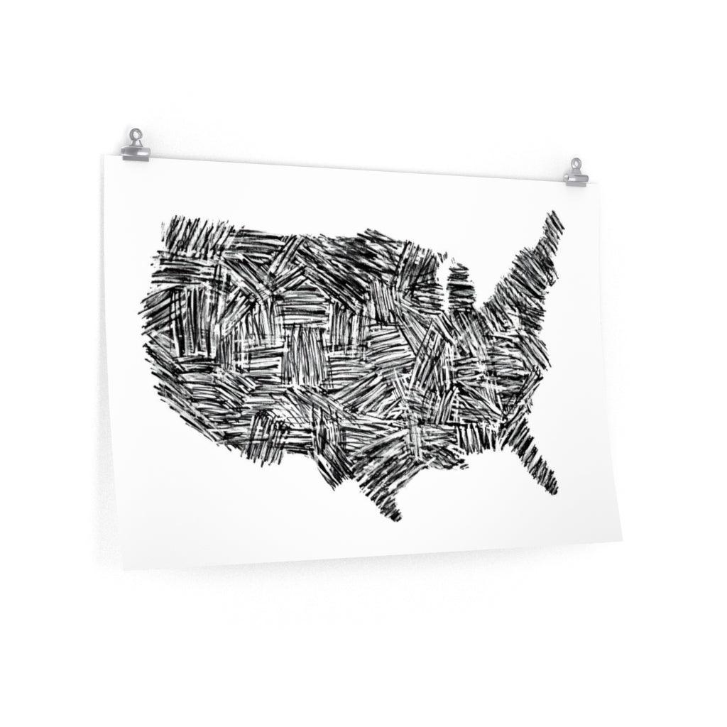 USA Map Abstract Premium Matte Art Poster - Anirbas Art