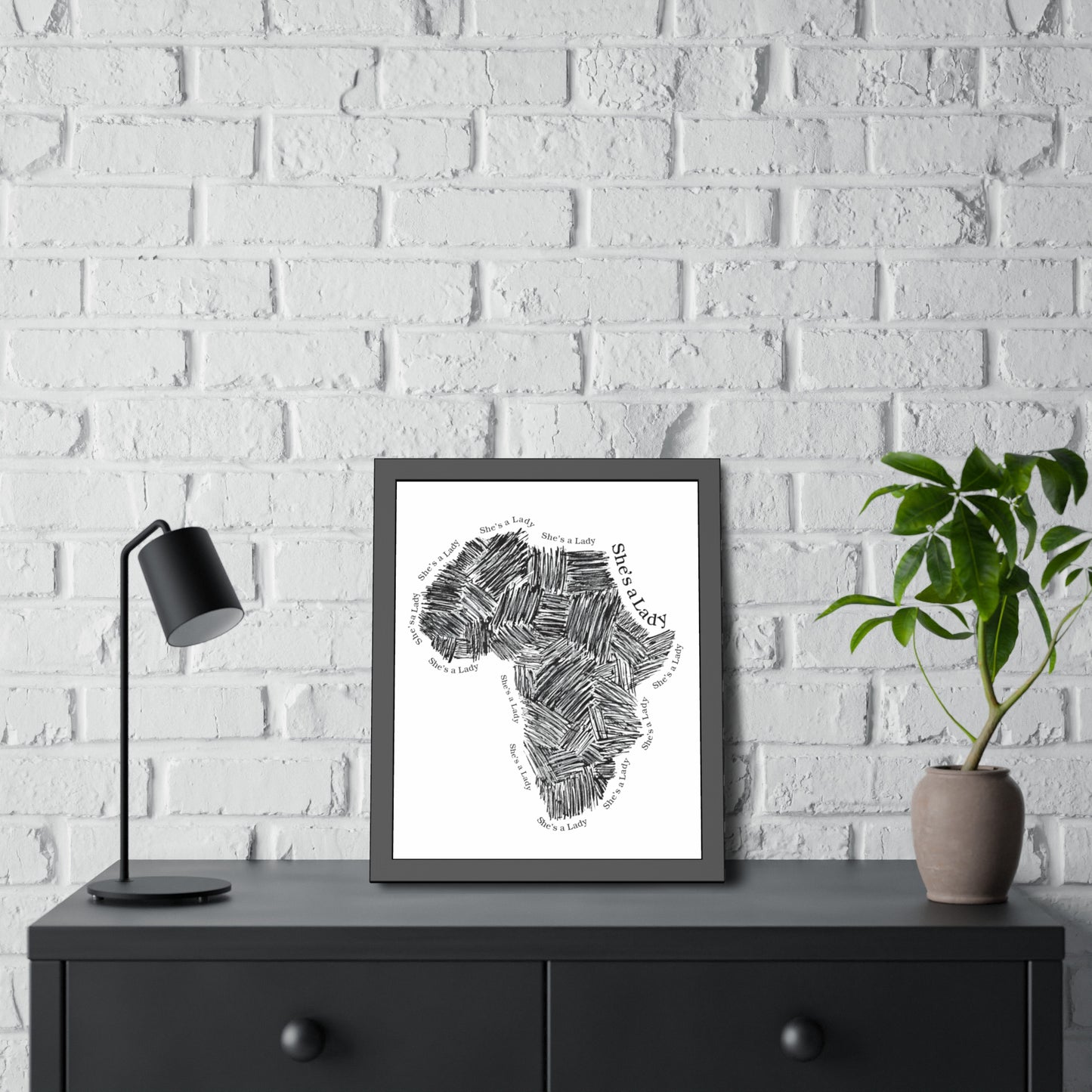 She's a Lady Africa Map Framed Poster