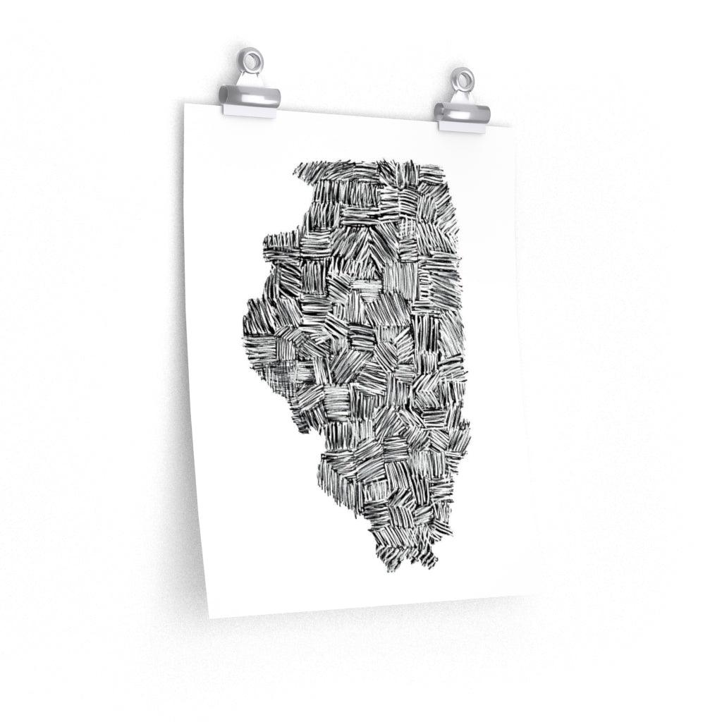 Illinois Map Premium Matte Art Poster - Anirbas Art