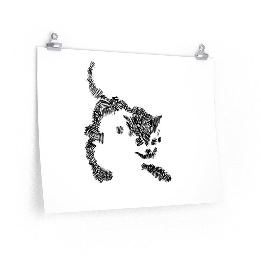 White Paws Abstract Cat Premium Matte Art Poster - Anirbas Art