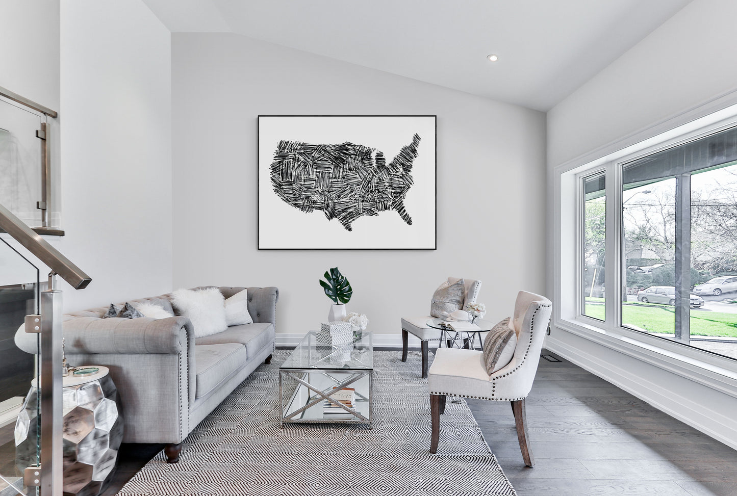 USA Map Abstract Premium Matte Art Poster
