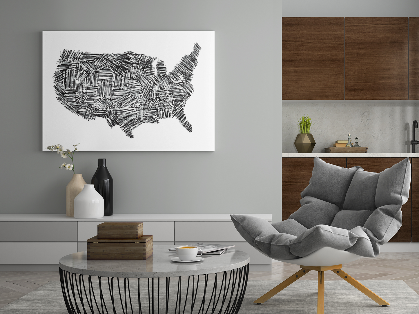 USA Map Abstract Premium Matte Art Poster