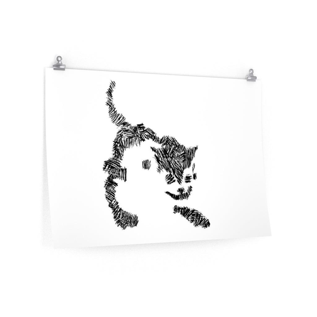 White Paws Abstract Cat Premium Matte Art Poster - Anirbas Art