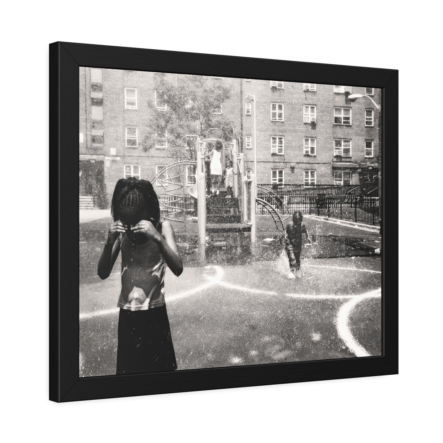 Sprinkler at Red Hook Brooklyn Housing Projects Photography Framed Poster